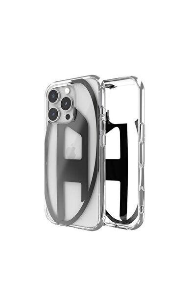 Diesel iPhone 16 Pro Uyumlu Oval D Mirror Şeffaf Kılıf - Şeffaf/Siyah