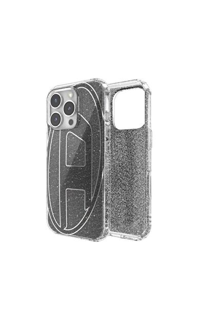 Diesel iPhone 16 Pro Uyumlu Oval D Simli Kılıf - Siyah