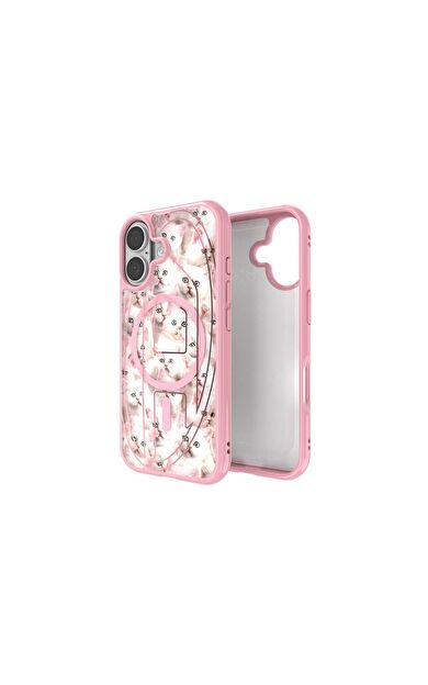 Diesel iPhone 17 Uyumlu Magsafe Destekli Oval D Kedi Desenli Kılıf - Pembe