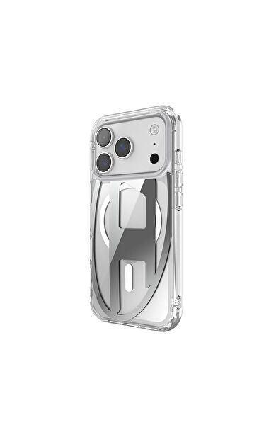 Diesel iPhone 17 Pro Uyumlu Magsafe Destekli Oval D Metalik Kılıf - Gümüş