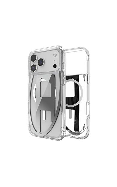 Diesel iPhone 17 Pro Uyumlu Max Magsafe Destekli Oval D Metalik Kılıf - Gümüş