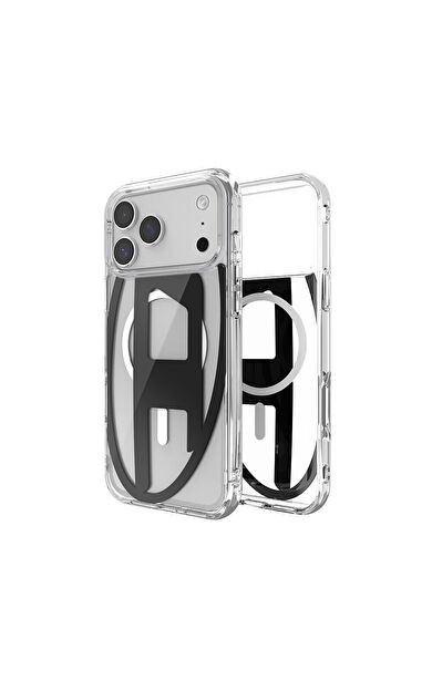 Diesel iPhone 17 Pro Max Uyumlu Magsafe Destekli Oval D Metalik Kılıf - Siyah