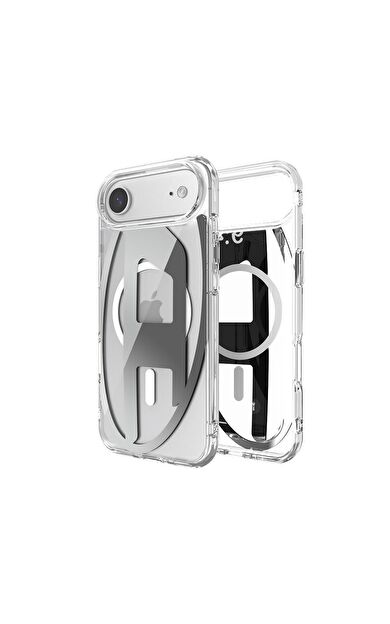 Diesel iPhone 17 Air Uyumlu Magsafe Destekli Oval D Metalik Kılıf - Gümüş