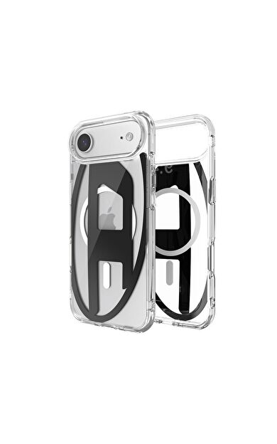 Diesel iPhone 17 Air Uyumlu Magsafe Destekli Oval D Metalik Kılıf - Siyah