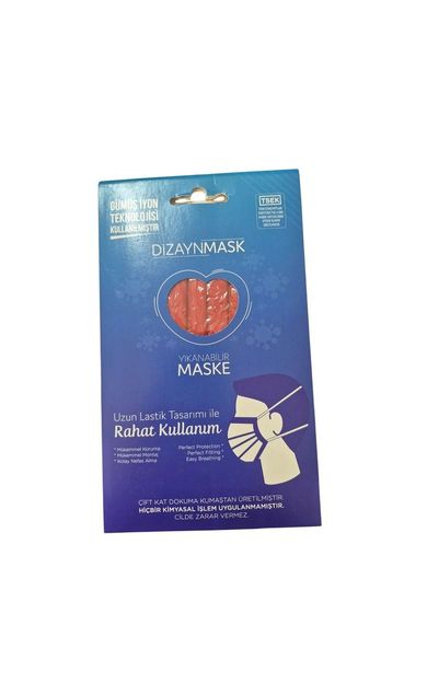 Dizaynmask Gümüş İyonlu Yıkanabilir Maske KIRMIZI - L