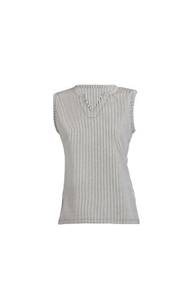 DO-SMAI Sıfır Kollu V Yaka Özel Dokuma Likralı Atlet Bt197 - Gri