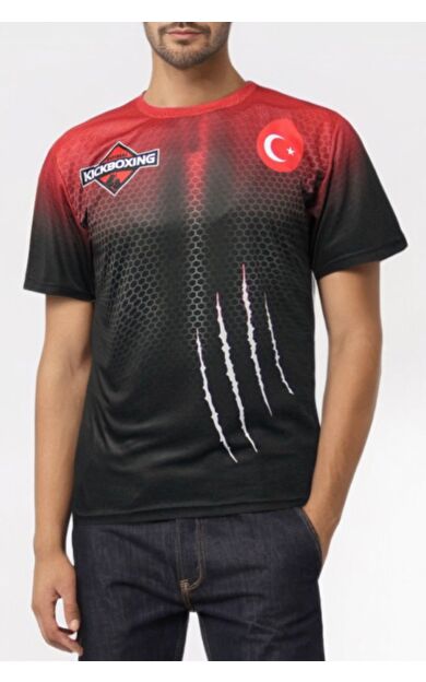 DO-SMAI Panther Power Dijital Baskılı Fitness Boks Muay Thai Antrenman Tişörtü Spor T-shirt Pst007 - Kırmızı