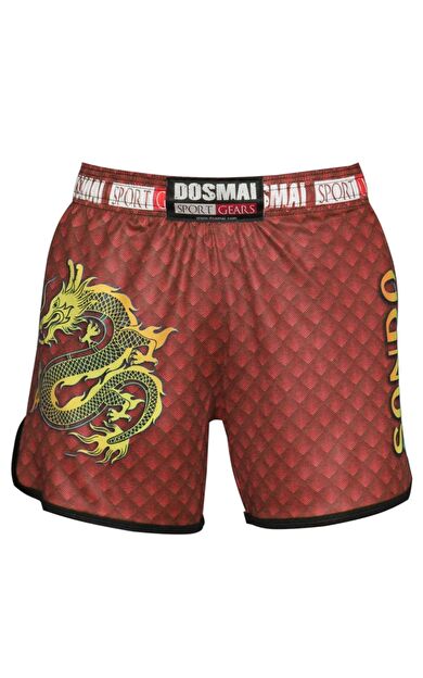 DO-SMAI Dijital Baskılı Sanda Ejder Fitness Boks Muay Thai Antrenman Şortu Spor Şort Vss260 - Kırmızı