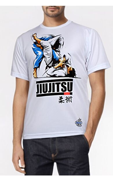 DO-SMAI Dijital Baskılı Jiu Jitsu Fitness Boks Muay Thai Antrenman Tişörtü Spor T-shirt Jit008 - Beyaz
