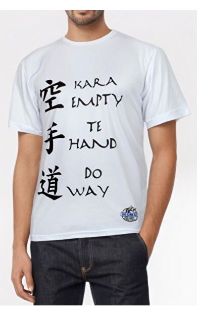 DO-SMAI Dijital Baskılı Karate Fitness Boks Muay Thai Antrenman Tişörtü Spor T-shirt Krt093 - Beyaz