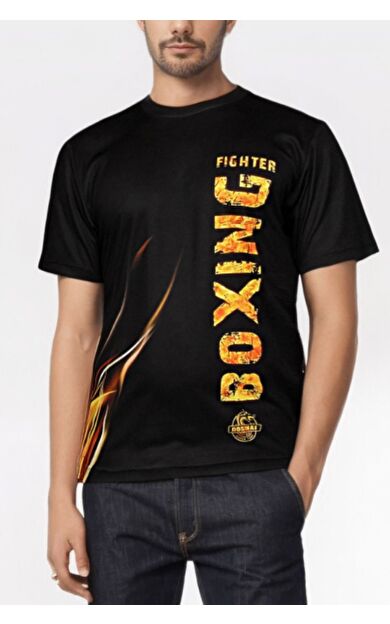 DO-SMAI Dijital Baskılı Fitness Boks Muay Thai Antrenman Tişörtü Spor T-shirt Bxt072 - Siyah