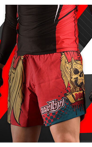 DO-SMAI Dijital Baskılı Strong Kick Boks Fitness Boks Muay Thai Antrenman Şortu Spor Şort Mts212 - Kırmızı