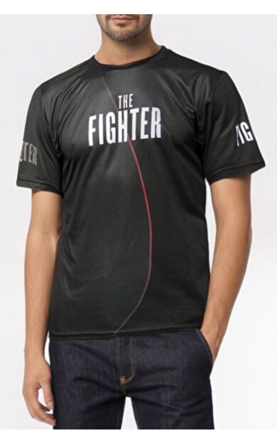 DO-SMAI Dijital Baskılı Fitness Boks Muay Thai Antrenman Tişörtü Spor T-shirt Fgt044 - Siyah