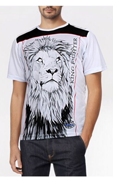 DO-SMAI Dijital Baskılı Arslan Fitness Boks Muay Thai Antrenman Tişörtü Spor T-shirt Fgt037 - Beyaz