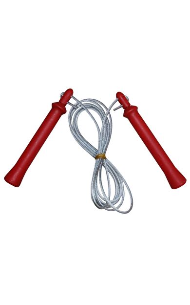 DO-SMAI Plastik Tutamaçlı Çelik Halatlı Atlama I?pi Di757 - Kırmızı