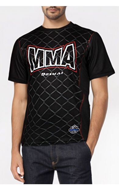 DO-SMAI Dijital Baskılı Mma Fitness Boks Muay Thai Antrenman Tişörtü Spor T-shirt Mmt108 - Siyah
