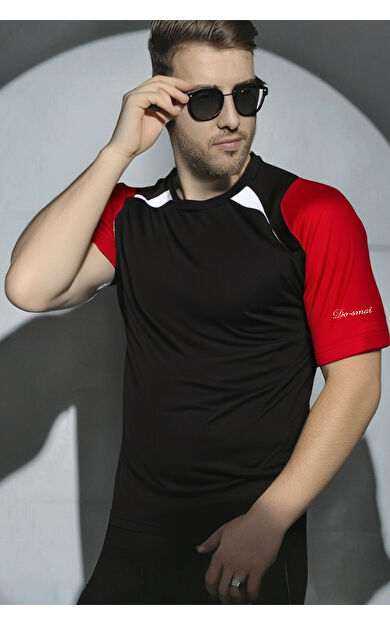 DO-SMAI Slim Fit Performans Fitness Antrenman Sporcu T-Shirt BYT163 - Siyah