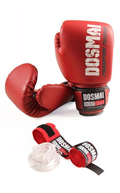 DO-SMAI Esquize Boks Eldiveni Boks Dişlik Boks Bandaj Seti - Kırmızı