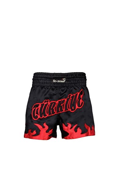 DO-SMAI Türkiye Nakışlı Boks Şortu Spor Şort Bks218 - Siyah