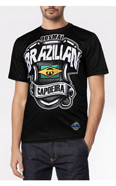 DO-SMAI Dijital Baskılı Capoeira Fitness Boks Muay Thai Antrenman Tişörtü Spor T-shirt Cat017 - Siyah