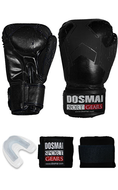 DO-SMAI Lykia Boks Eldiveni Boks Dişlik Boks Bandaj Seti - Siyah