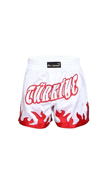 DO-SMAI Türkiye Nakışlı Boks Şortu Spor Şort Bks218 - Beyaz