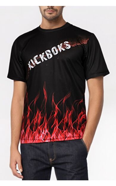 DO-SMAI Dijital Baskılı Kick Boks Fitness Boks Muay Thai Antrenman Tişörtü Spor T-shirt Kbt083 - Siyah - Kırmızı