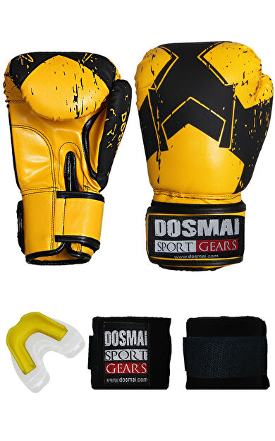 DO-SMAI Lykia Boks Eldiveni Boks Dişlik Boks Bandaj Seti - Sarı