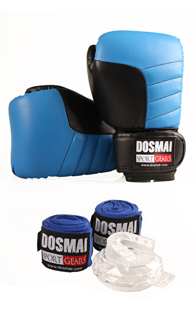 DO-SMAI Ravena Profesyonel Boks Eldiveni Boks Dişlik Boks Bandaj Seti - Mavi2