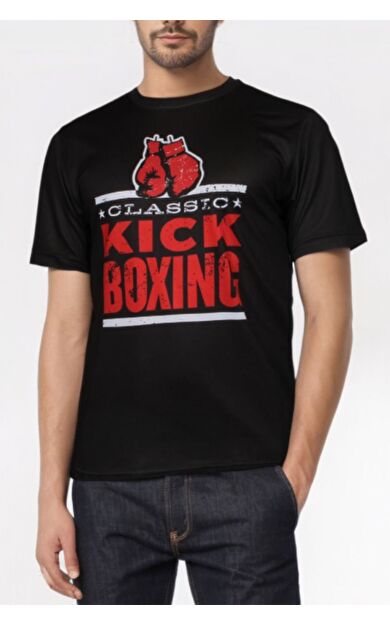 DO-SMAI Dijital Baskılı Kick Boks Fitness Boks Muay Thai Antrenman Tişörtü Spor T-shirt Kbt085 - Siyah - Mavi