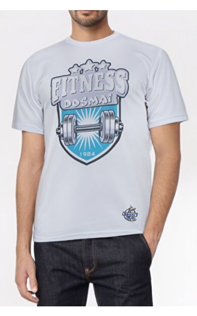 DO-SMAI Baskılıfitness Boks Muay Thai Antrenman Tişörtü Spor T-shirt Fit069 - Beyaz