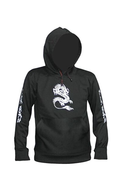 DO-SMAI Dijital Baskılı Fighter Kapüşonlu Sweatshirt Bt500 - Siyah