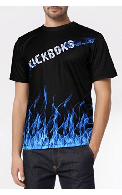DO-SMAI Dijital Baskılı Kick Boks Fitness Boks Muay Thai Antrenman Tişörtü Spor T-shirt Kbt083 - Mavi