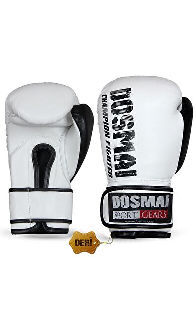 DO-SMAI Profesyonel Deri Boks Kick Boks Eldiveni Dosmai El347-14 Oz - Beyaz-siyah - BEYAZ-SİYAH