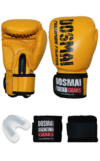 DO-SMAI Esquize Boks Eldiveni Boks Dişlik Boks Bandaj Seti - Sarı