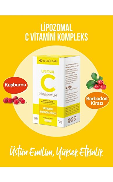 Dr.Gülzari Lipozomal C Vitamini Kompleks 30 Çiğneme Tableti