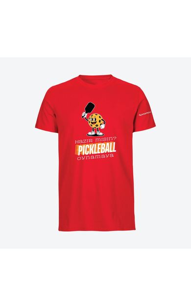 Dropick "Hazır Mısın Pickleball Oynamaya?" Unisex Kırmızı Pickleball Tişört - Yetişkin