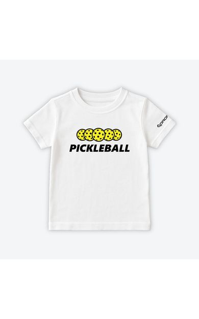 Dropick "Pickleball Balls" Unisex Pickleball Tişörtü Beyaz - Çocuk