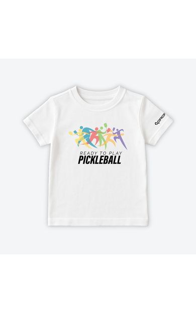 Dropick "Ready to Play Pickleball" Unisex Beyaz Pickleball Tişört - Çocuk