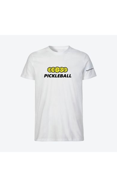Dropick "Pickleball Balls" Unisex Pickleball Tişörtü Beyaz - Yetişkin