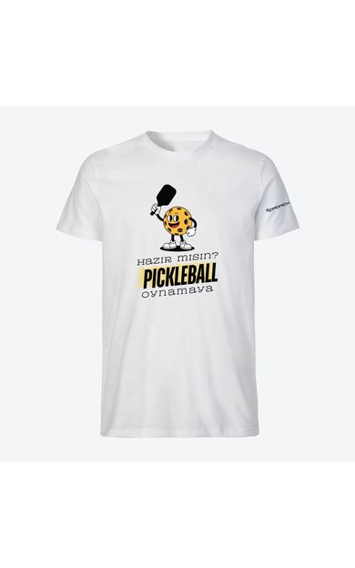 Dropick "Hazır Mısın Pickleball Oynamaya?" Unisex Beyaz Pickleball Tişört - Yetişkin
