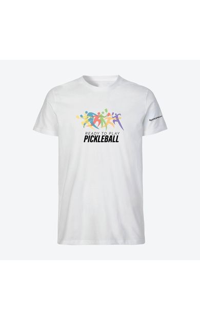 Dropick "Ready to Play Pickleball" Unisex Beyaz Pickleball Tişört - Yetişkin