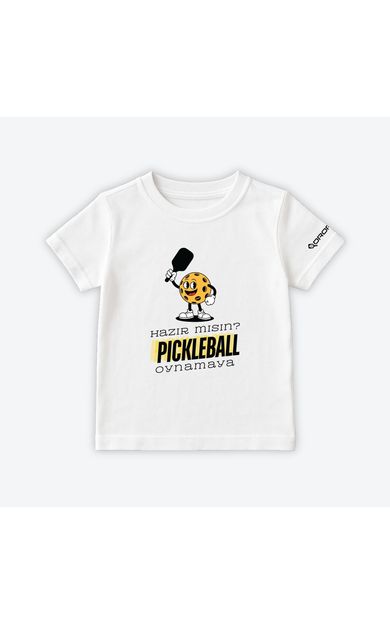 Dropick "Hazır Mısın Pickleball Oynamaya?" Unisex Beyaz Pickleball Tişört - Çocuk