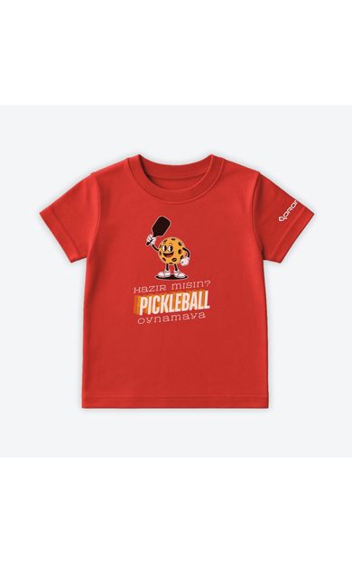 Dropick "Hazır Mısın Pickleball Oynamaya?" Unisex Kırmızı Pickleball Tişört - Çocuk
