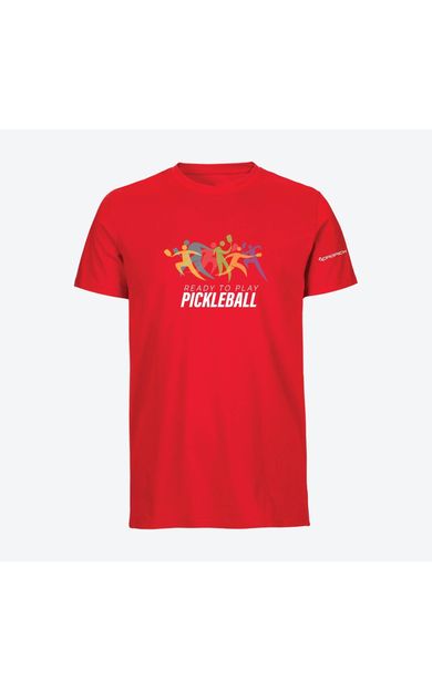 Dropick "Ready to Play Pickleball" Unisex Kırmızı Pickleball Tişört - Yetişkin
