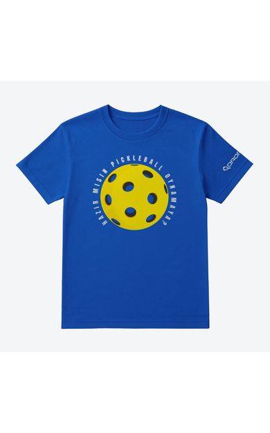 Dropick "Hazır Mısın Dev Pickleball Topu" Unisex Saks Mavi Pickleball Tişört - Çocuk