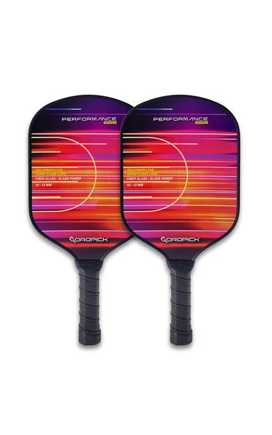 Dropick Performance Maç Seti - Flame Editon | 2 Karbon Fiber Pickleball Raket + 4 Top + Taşıma Çantası