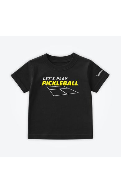 Dropick "Let’s Play Pickleball" Unisex Pickleball Tişörtü Siyah - Çocuk