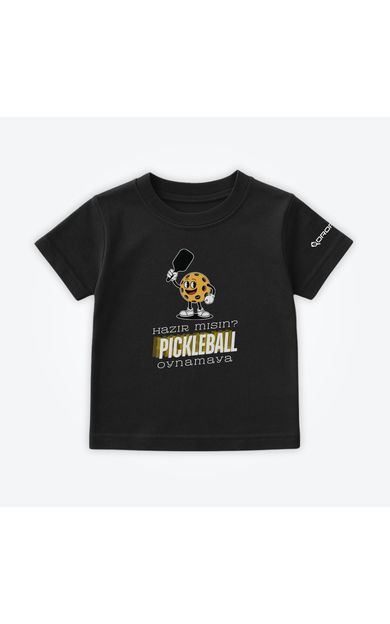 Dropick "Hazır Mısın Pickleball Oynamaya?" Unisex Siyah Pickleball Tişört - Çocuk