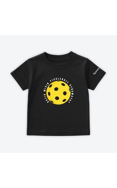 Dropick "Hazır Mısın Dev Pickleball Topu" Unisex Siyah Pickleball Tişört - Çocuk